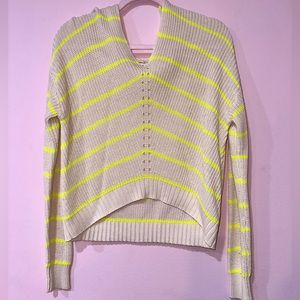 Cream colored Sweater with neon stripes in good condition